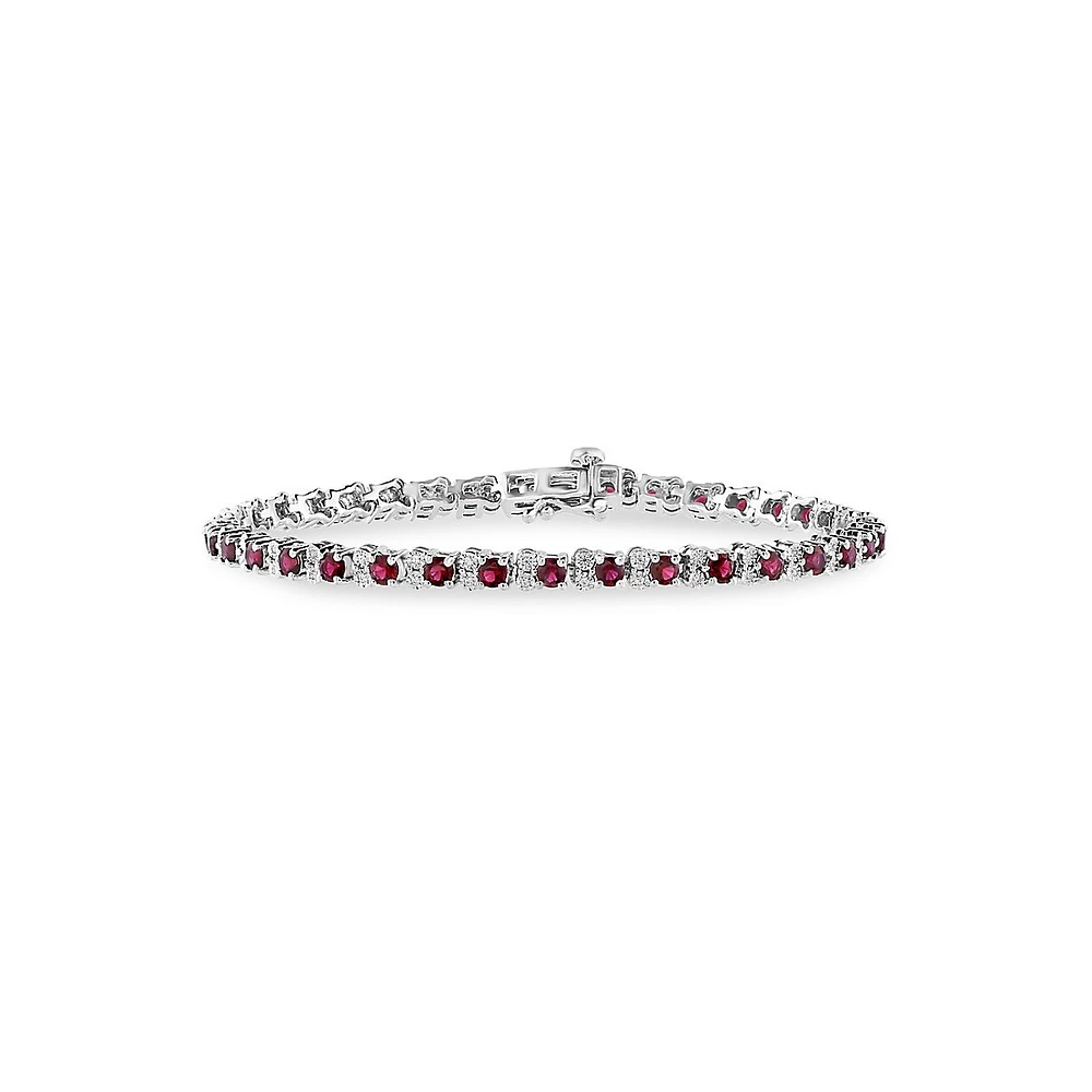 Bracelet éternité en argent sterling avec diamants de 0,22 ct PT et rubis