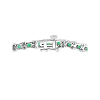 Bracelet éternité en argent sterling avec diamants de 0,22 ct PT et émeraudes