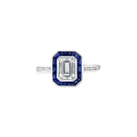 White Sapphire 14K White Gold, 0.12 CT. T.W. Diamond & 1.91 C.T. T.W. Natural Sapphire Ring