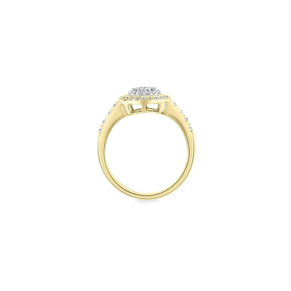 14K Two-Tone Gold & CT. T.W. Diamond Halo Ring