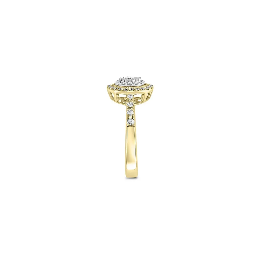 14K Two-Tone Gold & CT. T.W. Diamond Halo Ring