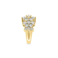 Bague en or jaune 14 ct avec grappe de diamants 0,95 ct PT