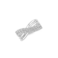 Sterling Silver & 0.23 CT.T.W. Diamond Crossover Ring