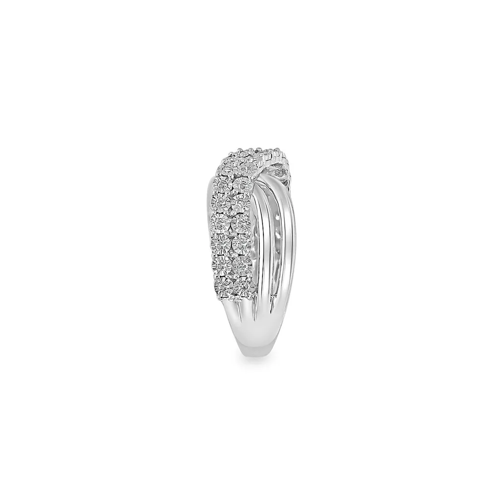 Bague à diamant entrecroisée en argent sterling, 0,23 ct