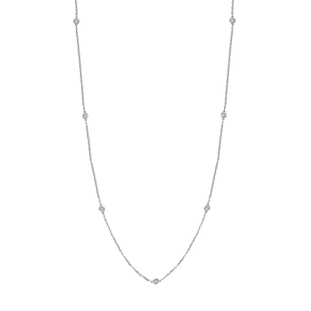 Sterling Silver & CT. T.W. Diamond Station Necklace