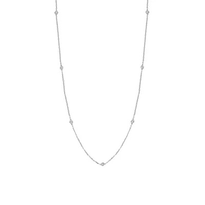 Sterling Silver & 0.23 CT. T.W. Diamond Station Necklace
