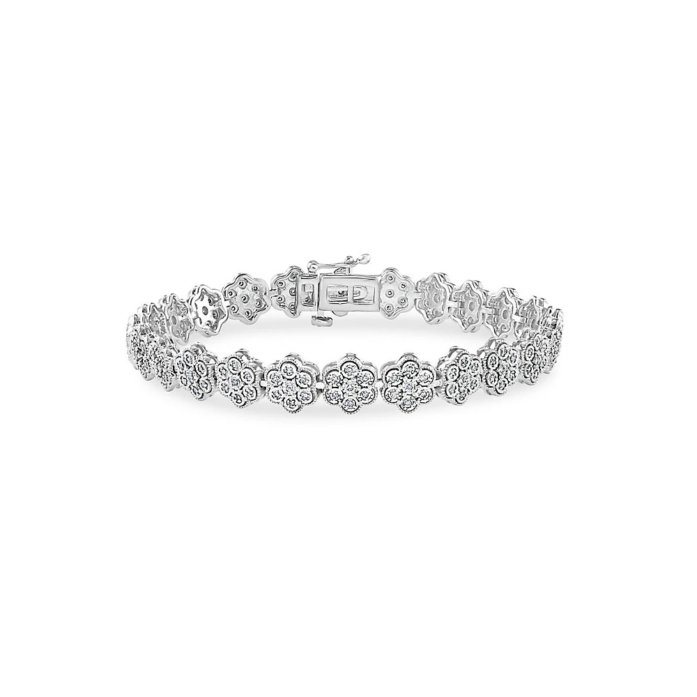 Sterling Silver & 0.46 CT. T.W. Diamond Petal Link Bracelet