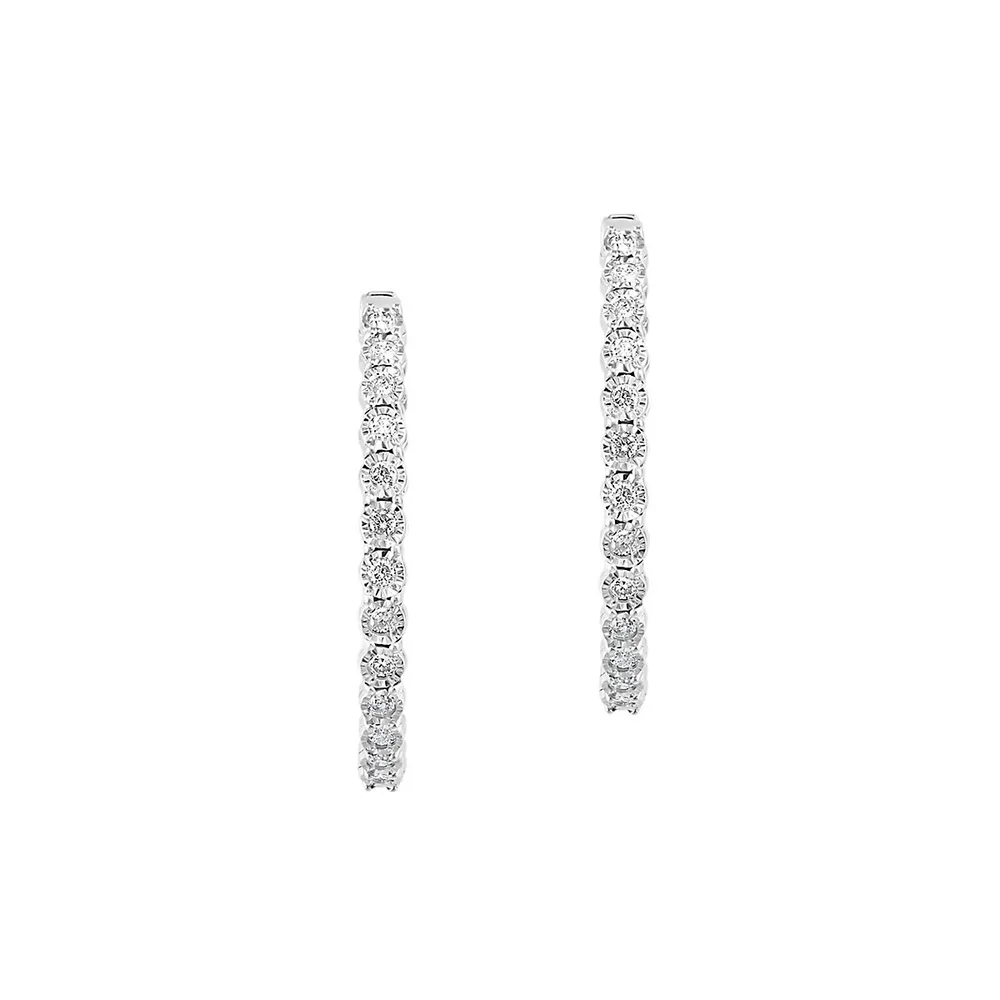 Balissima Sterling Silver & 0.54 CT. T.W. Diamond Hoop Earrings