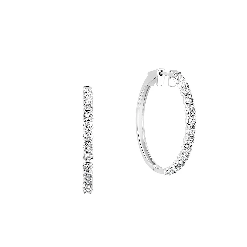 Balissima Sterling Silver & 0.54 CT. T.W. Diamond Hoop Earrings