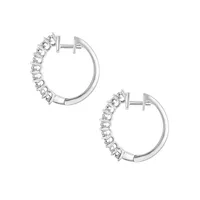 Sterling Silver & CT. T.W. Diamond Hoop Earrings