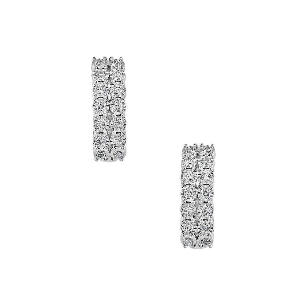 Boucles d'oreilles en argent sterling 925 avec diamants Effy