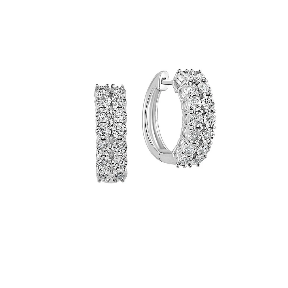 Boucles d'oreilles en argent sterling 925 avec diamants Effy