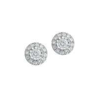 Sterling Silver & 0.30 CT. T.W. Diamond Halo Stud Earrings