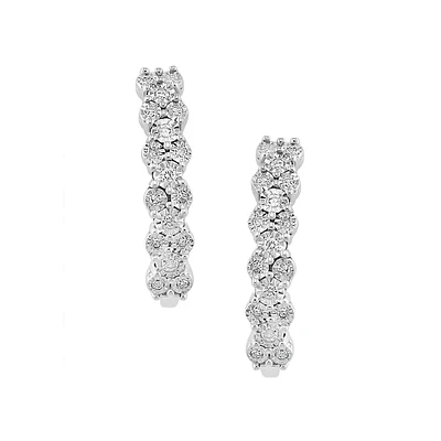 Anneaux d’oreilles en forme de fer à cheval en argent sterling avec diamants de 0,23 ct (PT)