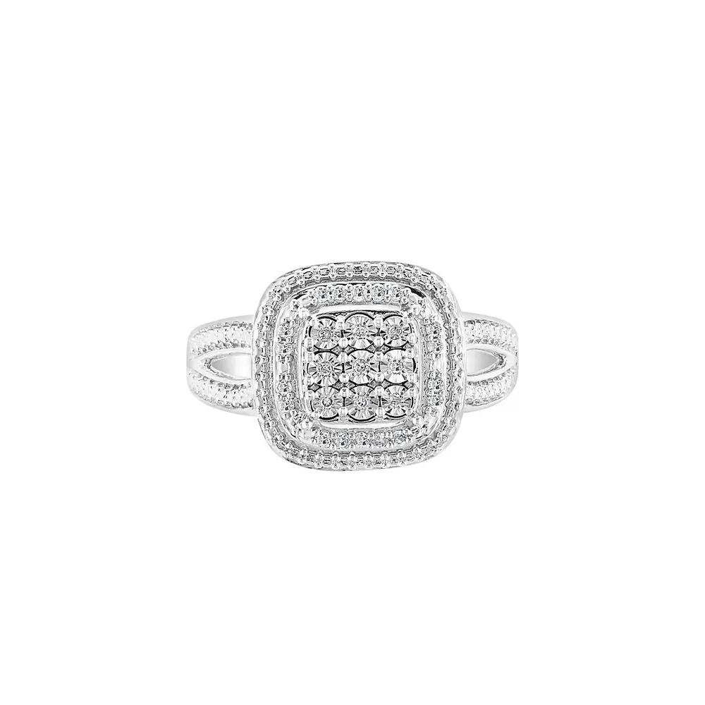 Bague en argent sterling 925 avec diamants de 0,09 ct PT