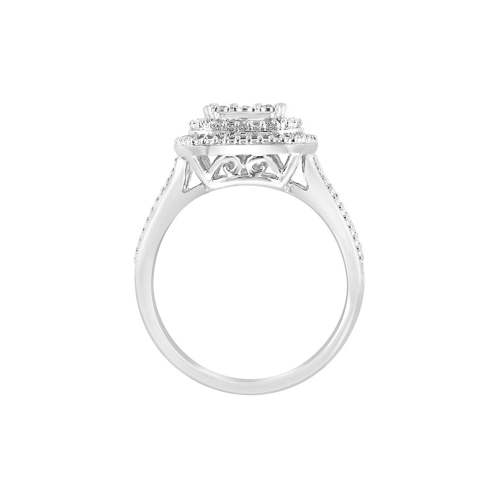 Bague en argent sterling 925 avec diamants de 0,09 ct PT