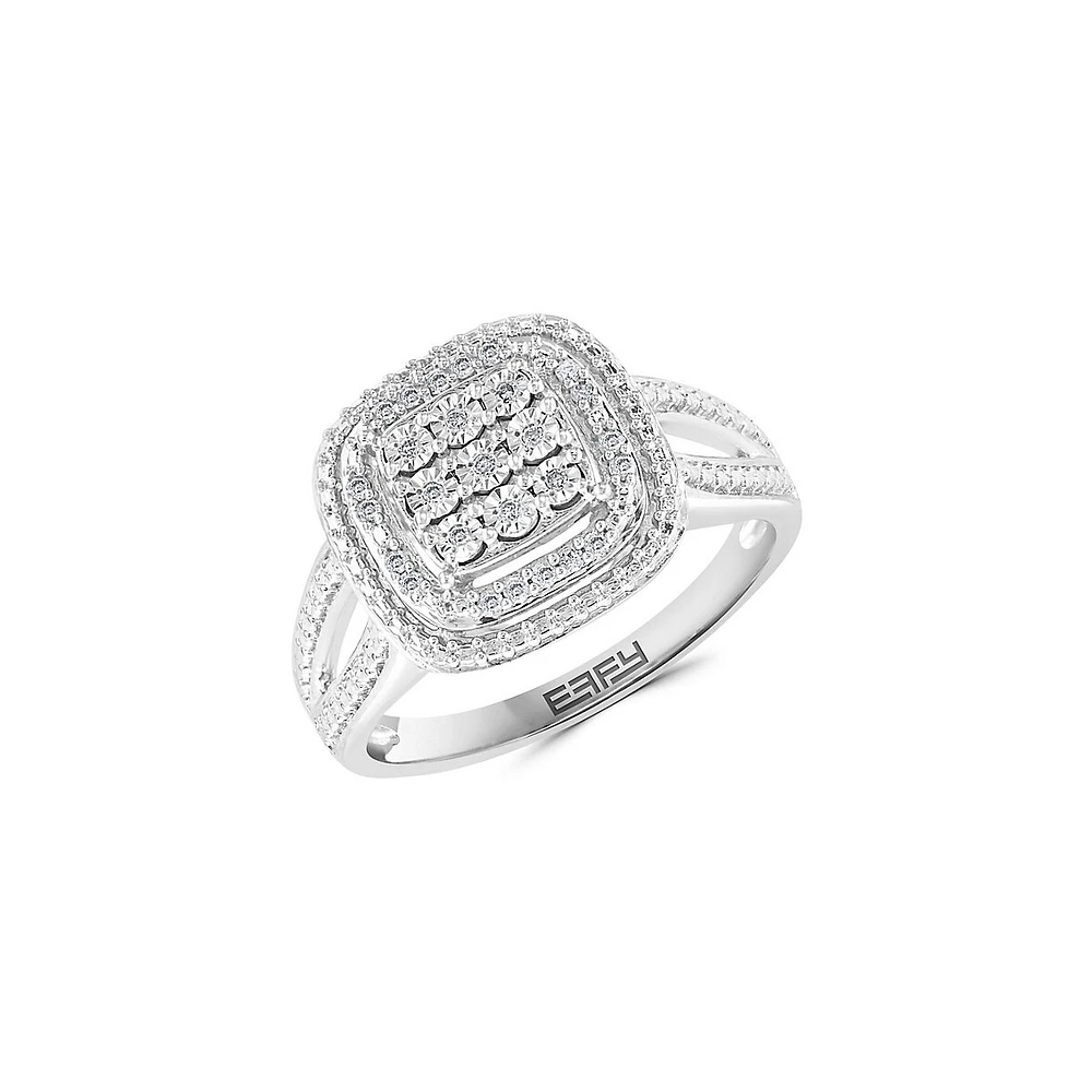 Bague en argent sterling 925 avec diamants de 0,09 ct PT