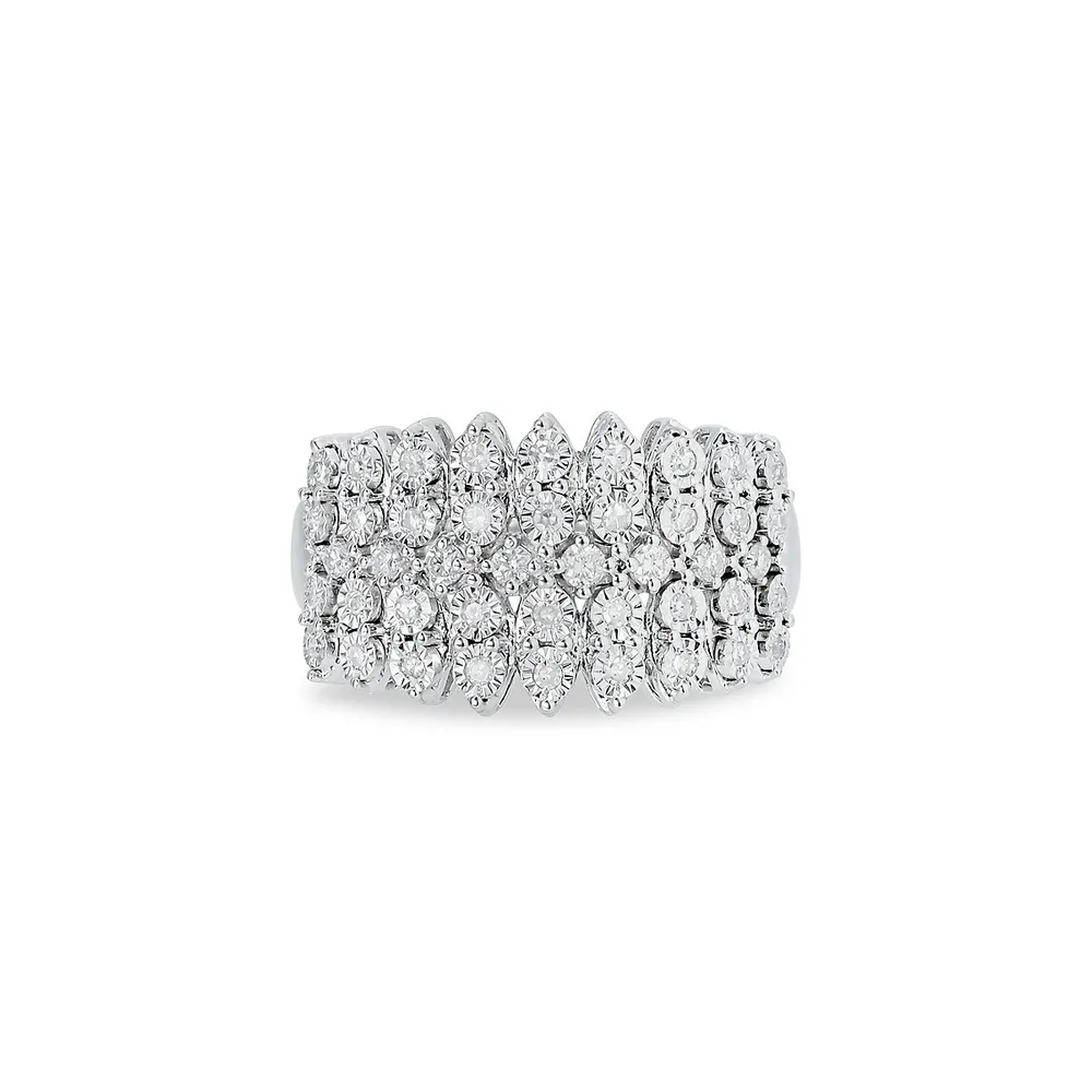 Sterlimg Silver & CT. T.W. 0.30 Diamond Ring