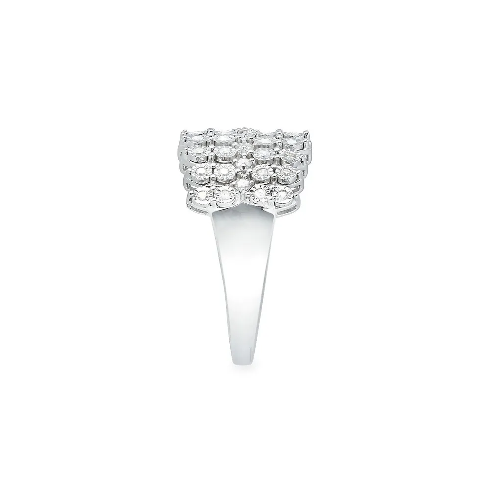 Sterlimg Silver & CT. T.W. 0.30 Diamond Ring