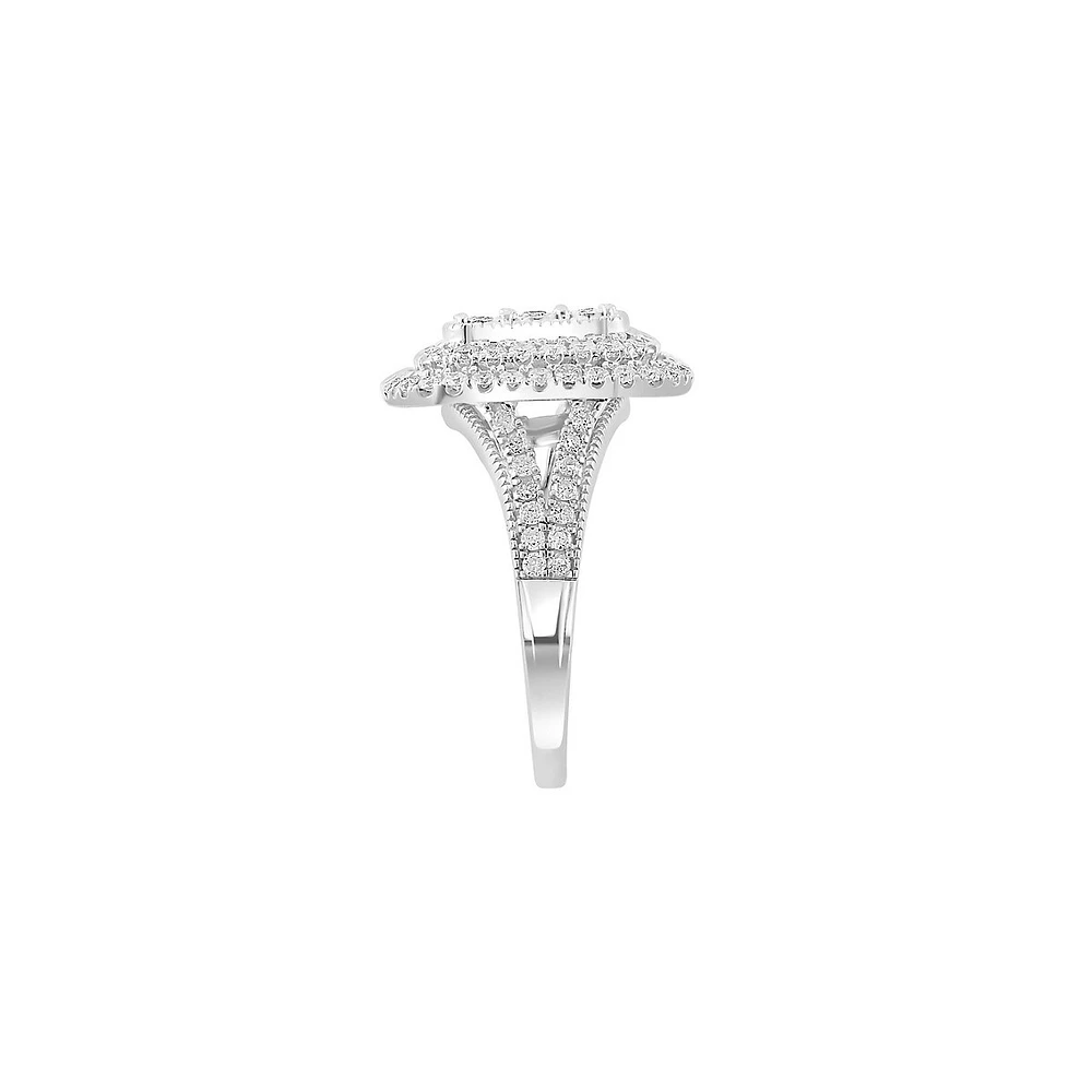 Bague en argent sterling à pavé de diamants de 0,95 ct (PT)