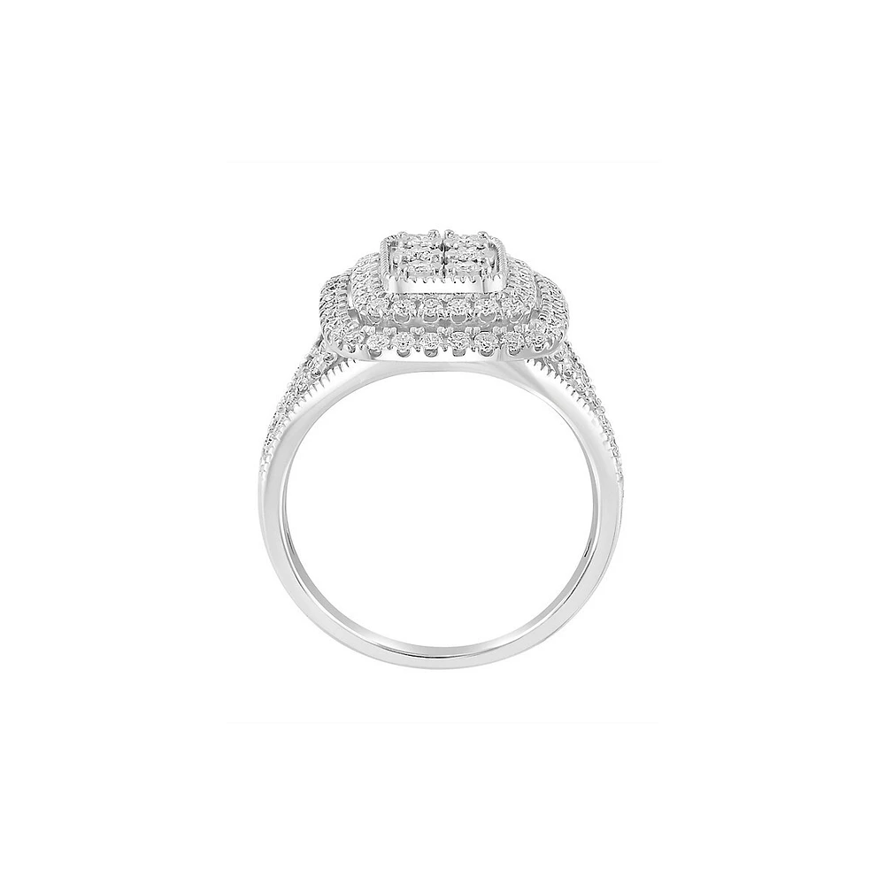 Bague en argent sterling à pavé de diamants de 0,95 ct (PT)