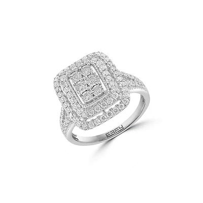 Bague en argent sterling à pavé de diamants de 0,95 ct (PT)