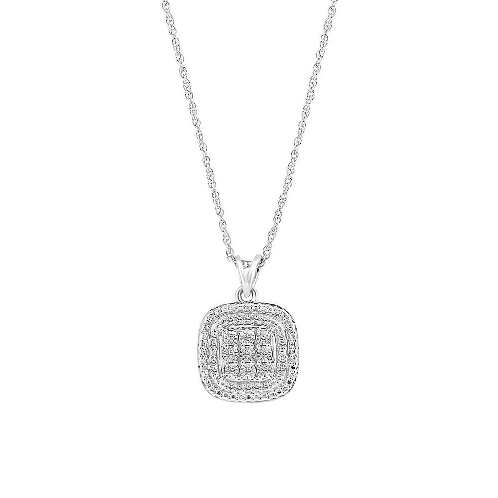 Sterling Silver & 0.09 CT T.W. Diamond Pendant Necklace