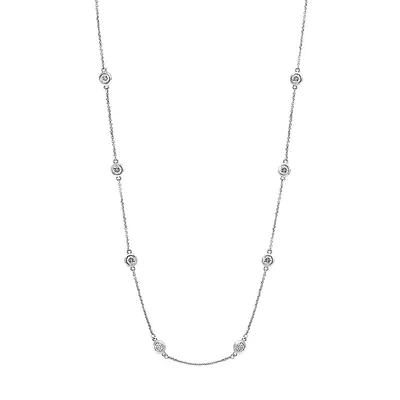 14K Gold and CT. T.W. Diamond Station Necklace