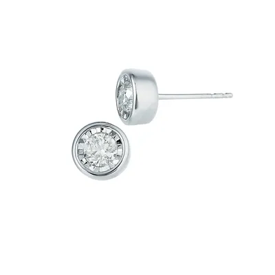 Boutons d'oreilles en argent sterling 925 avec diamants de 0,46 ct PT