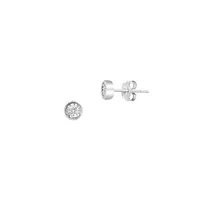 Sterling Silver & 0.23 CT. T.W. Diamond Button Stud Earrings