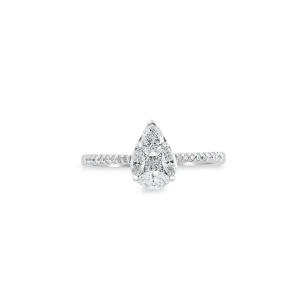 Bridal 14K White Gold & 0.63 CT. T.W. Diamond Pear Ring