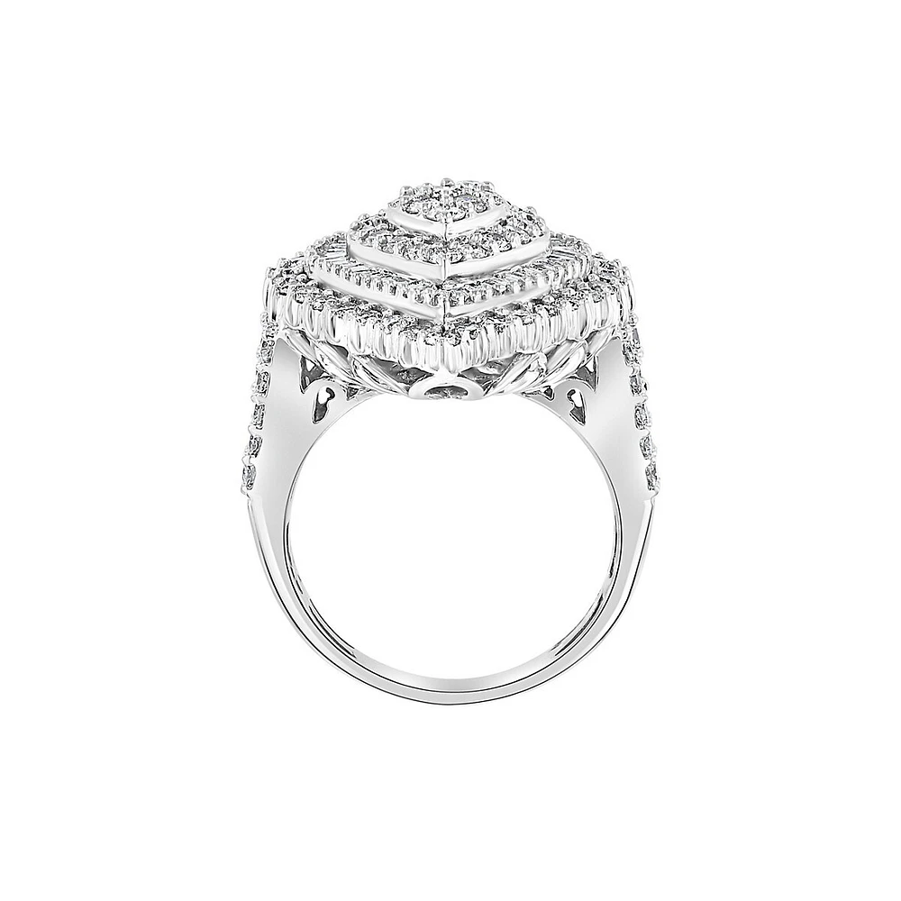 14K White Gold & 1.92 CT. T.W. Diamond Pavé Leaf Ring