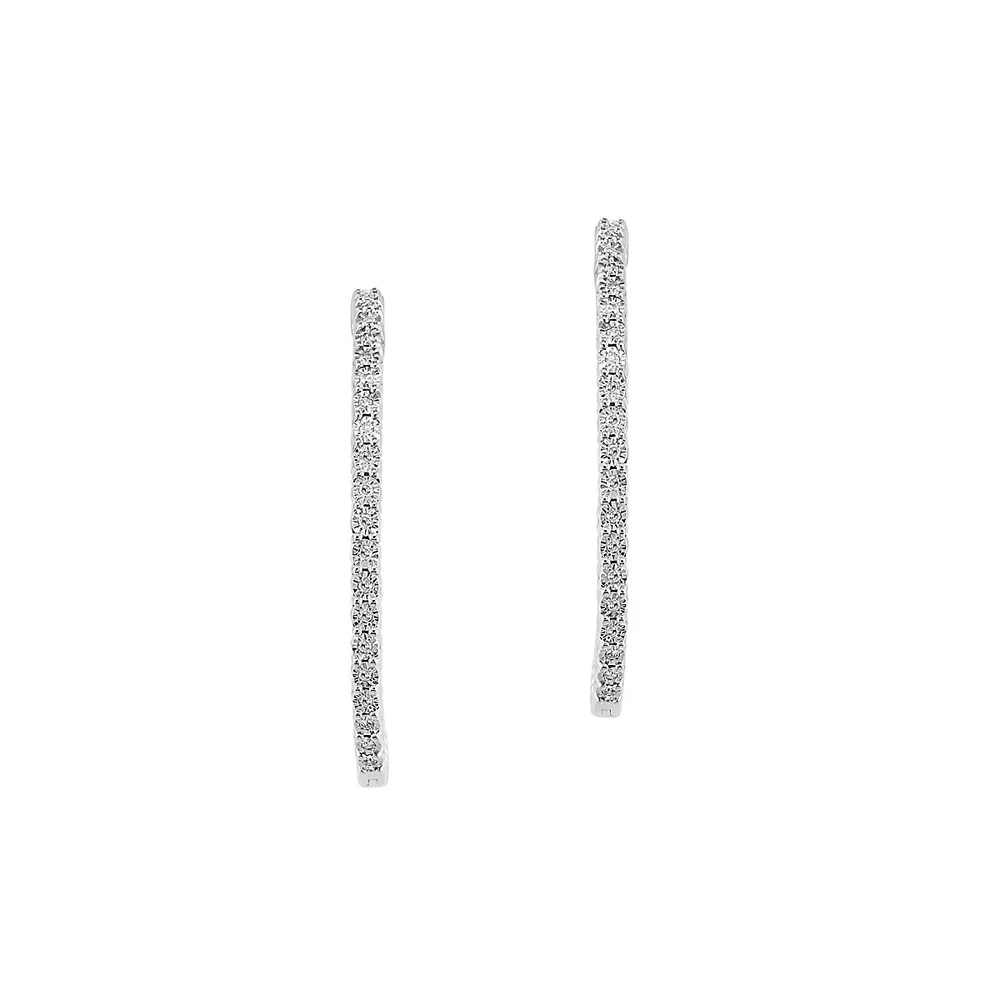 Sterling Silver & 0.46 CT. T.W. Diamond Hoop Earrings