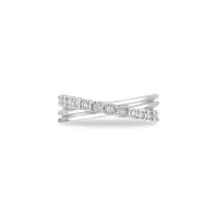 Sterling Silver & 0.23 CT. T.W. Diamond Crossover Ring