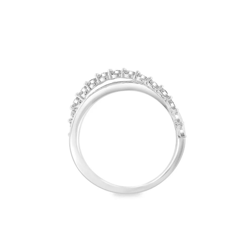 Bague croisée en argent sterling à diamants 0,23 ct PT