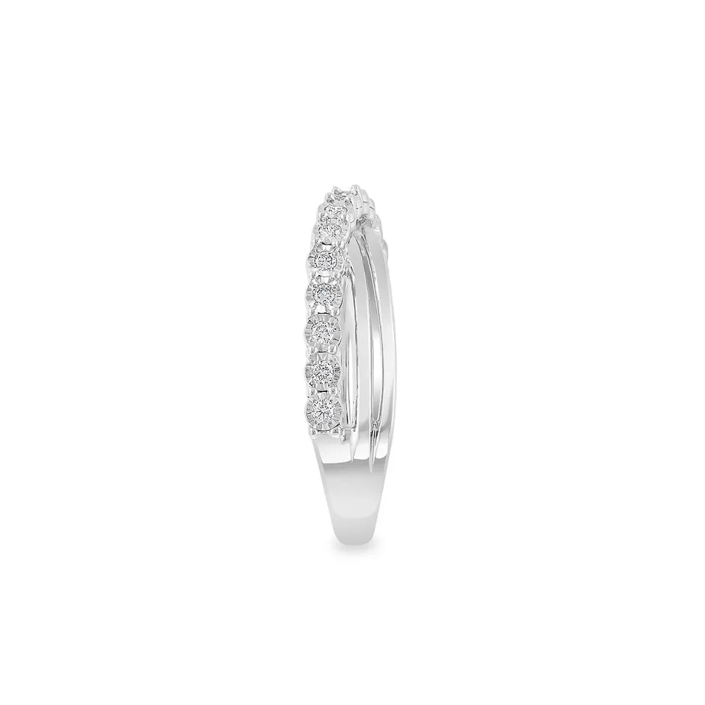 Bague croisée en argent sterling à diamants 0,23 ct PT