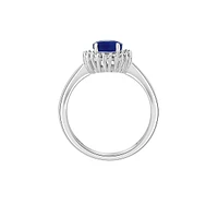 Bague halo en argent sterling avec diamants et saphirs naturels de 0,05 ct. TW