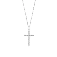 Collier à pendentif de croix en argent sterling avec diamants 0,25 ct PT