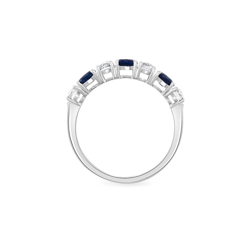 14K White Gold & Two-Tone Sapphire Ring