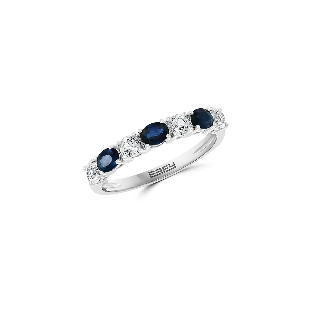 14K White Gold & Two-Tone Sapphire Ring