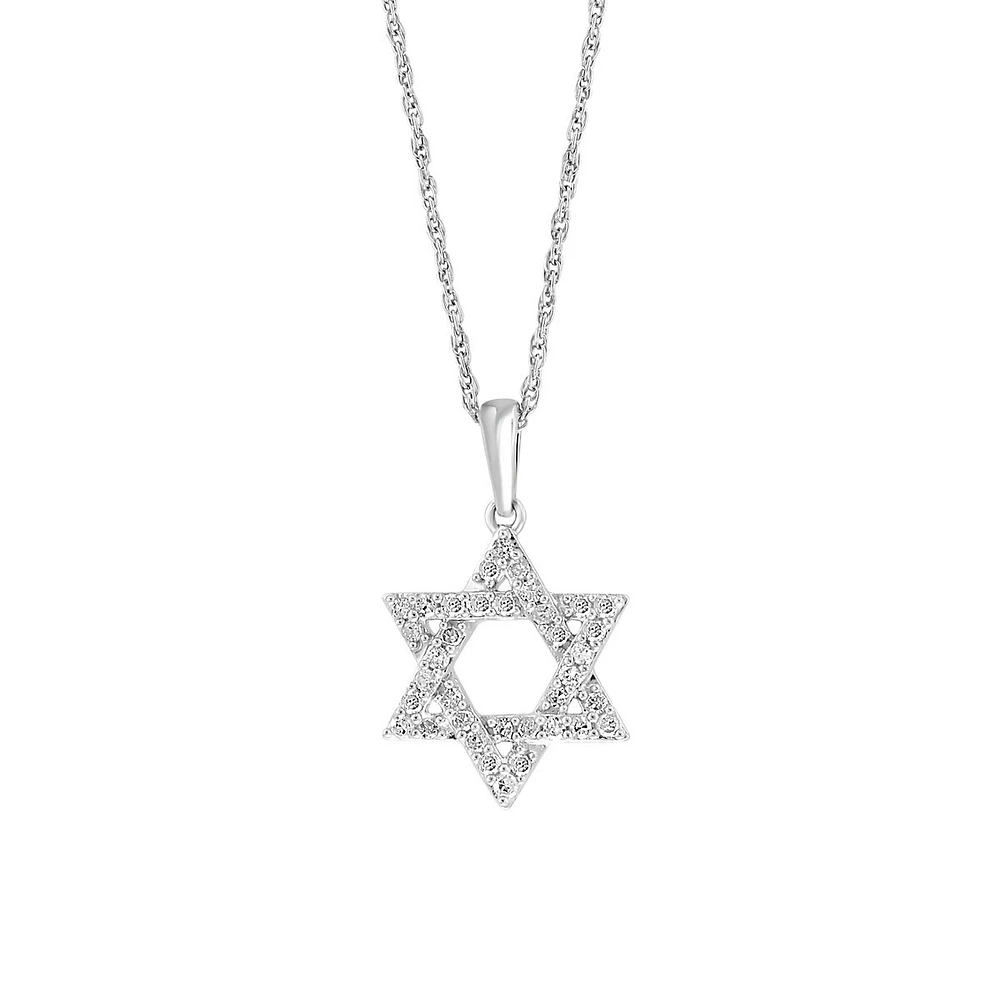 Sterling Silver & 0.23 CT. T.W. Diamond Star Pendant Necklace