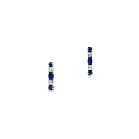 14K White Gold & Two-Tone Sapphire Hoop Earrings