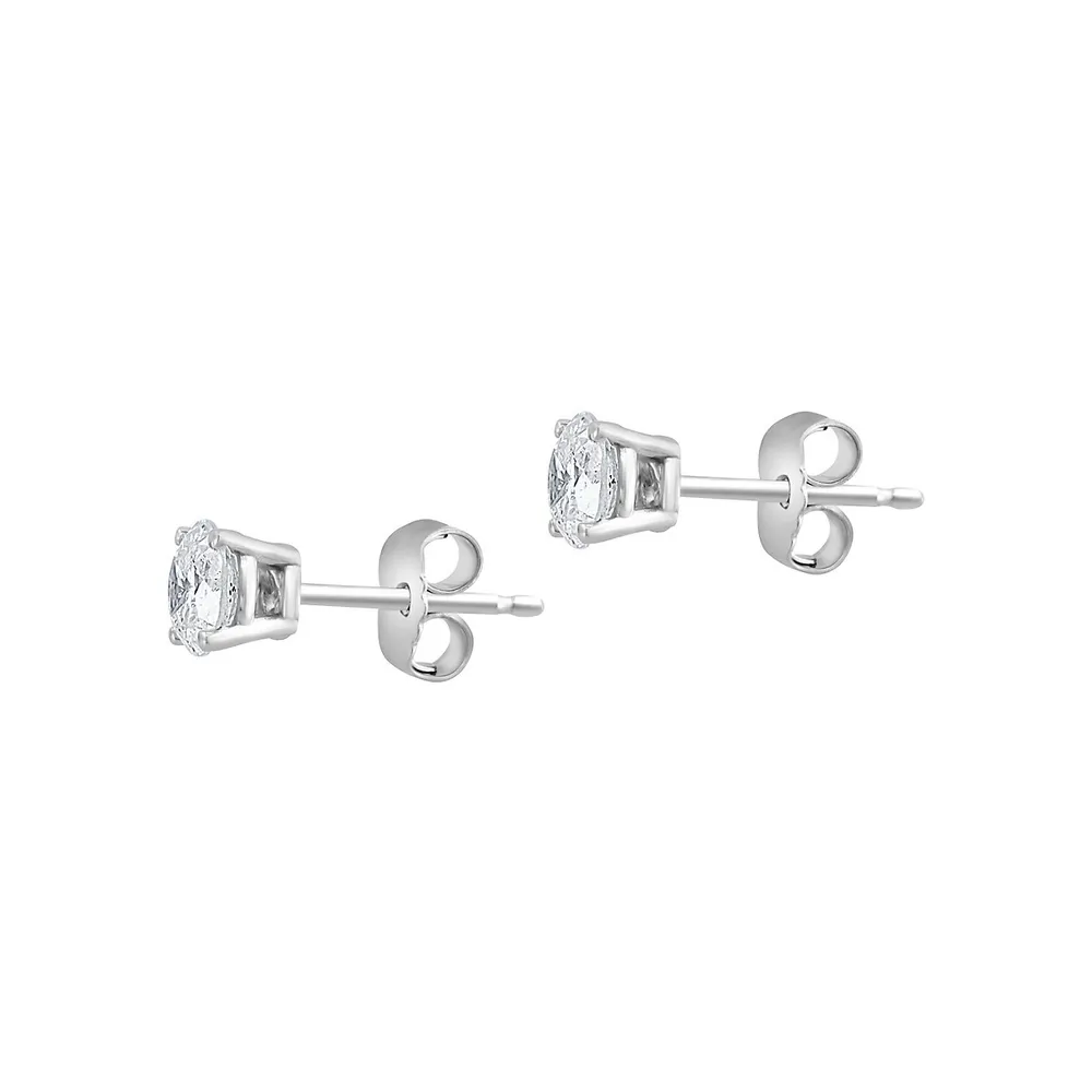 Boutons d'oreilles en or blanc 14 ct avec diamant 0,8 ct PT