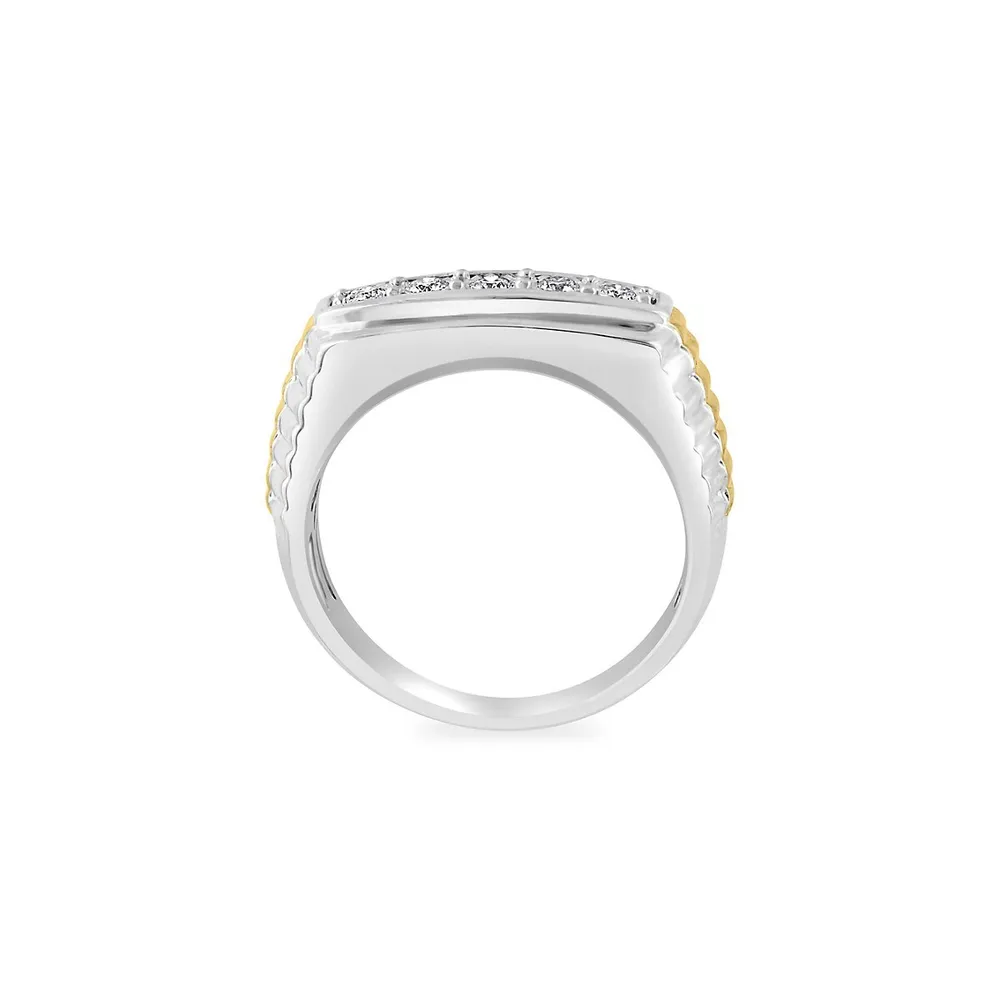 Men's Goldplated Sterling Silver & 0.20 CT. T.W. Diamond Ring