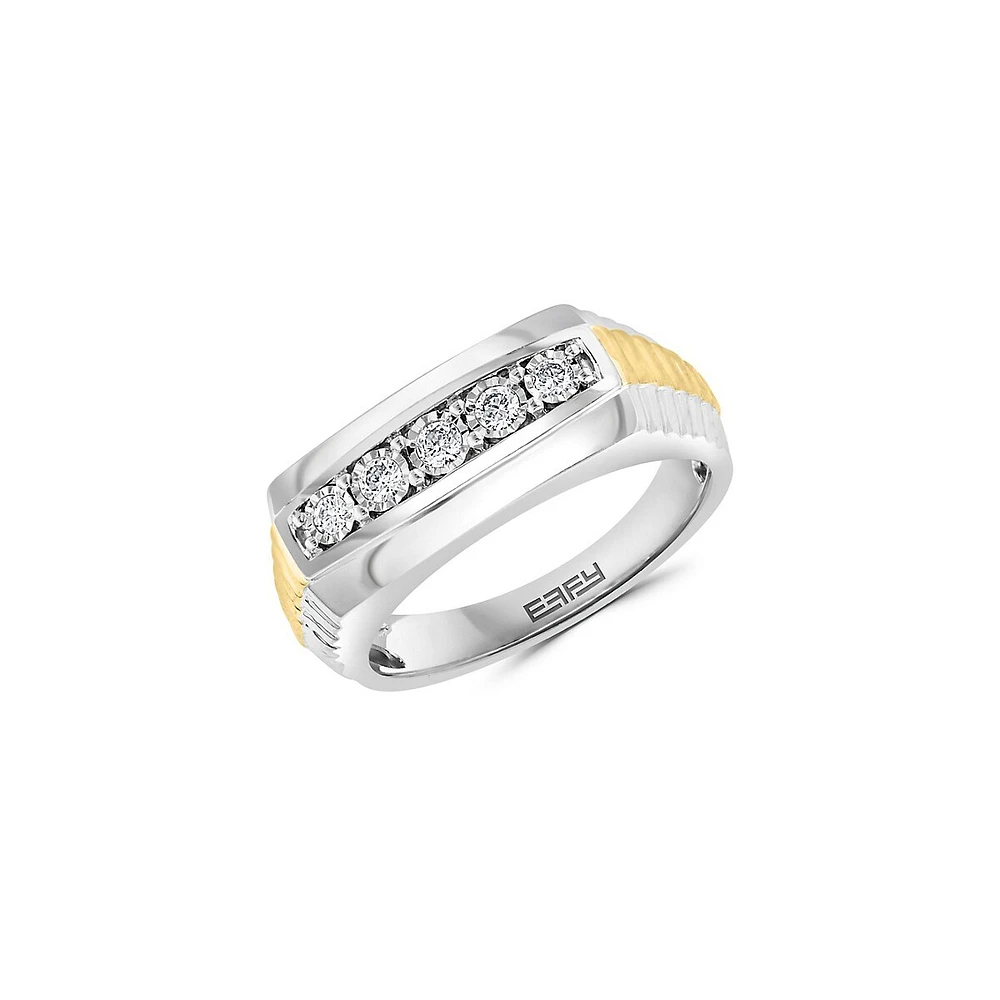 Men's Goldplated Sterling Silver & 0.20 CT. T.W. Diamond Ring