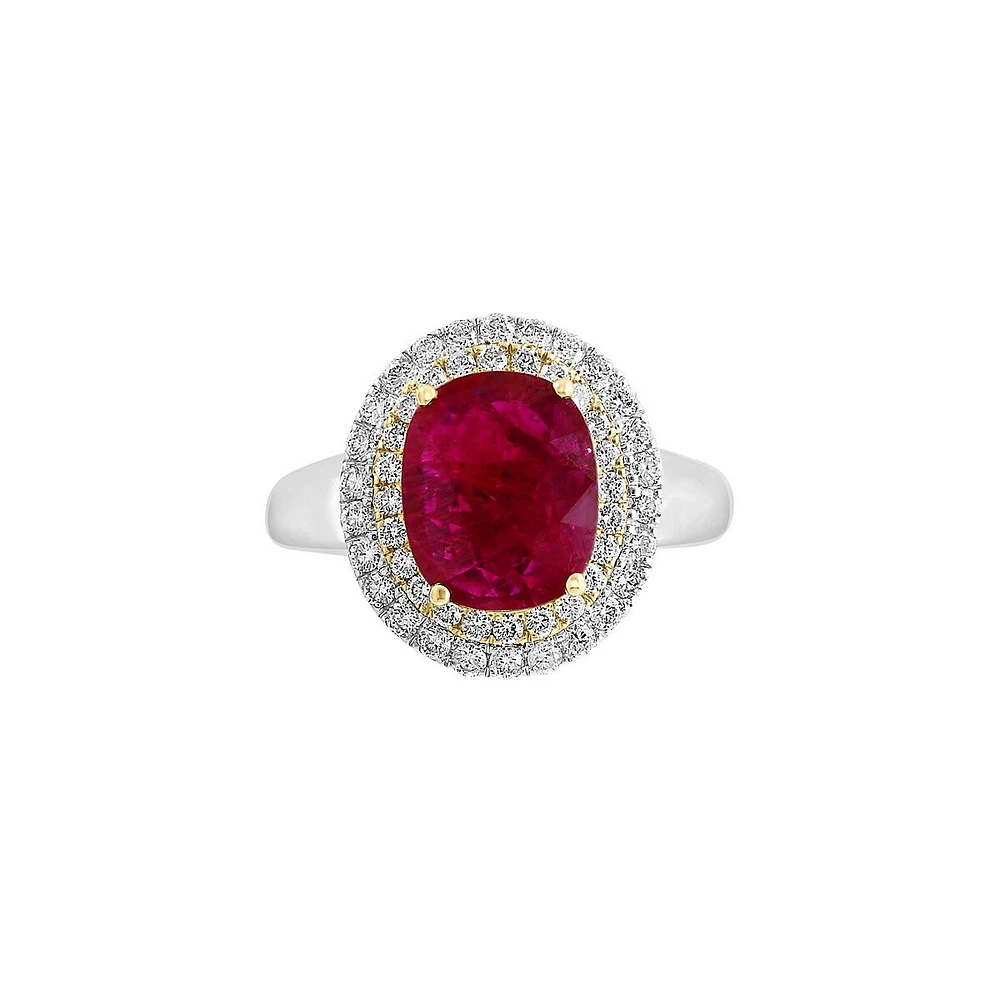 14K Two-Tone Gold. Natural Ruby & 0.47 CT. T.W. Diamond Ring