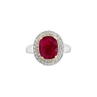 14K Two-Tone Gold. Natural Ruby & 0.47 CT. T.W. Diamond Ring