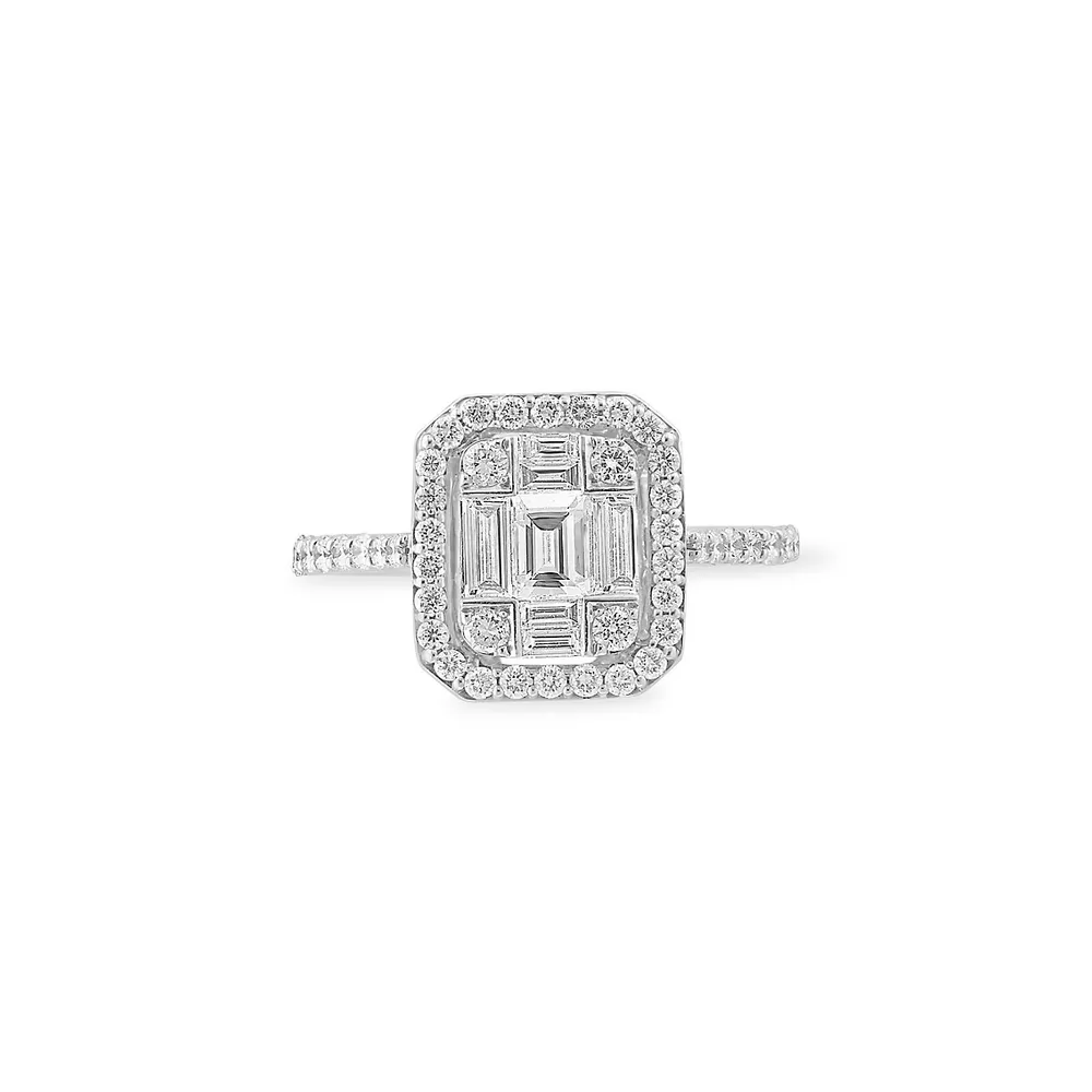 14K White Gold & 0.95 CT. T.W. Diamond Ring