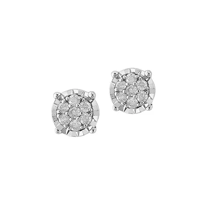 Sterling Silver & 0.24 CT. T.W. Diamond Stud Earrings