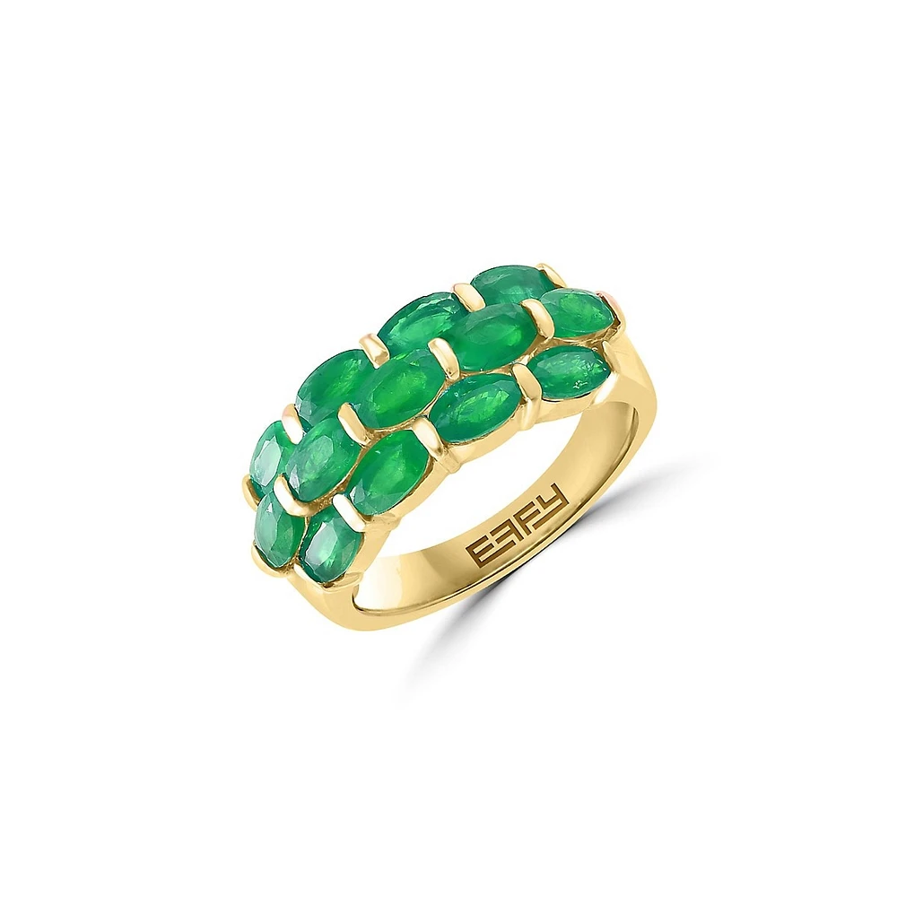 14K Yellow Gold & Natural Emerald Ring